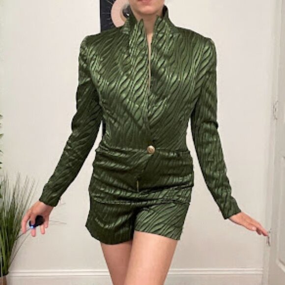 Retrofete Stripped Jana Romper Single Button Long Sleeve Size XS Green - Picture 2 of 16